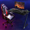 Game bureau, gaming tafel, Z-vormig professioneel gamer werkstation met LED-verlichting & groot koolstofvezel oppervlak, ergonomische PC-gametafel, computerbureau voor thuiskantoor, 110 x 60 x 78cm