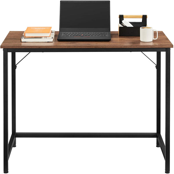 Bureau, computertafel, smalle kantoortafel, 100 x 50 x 75 cm, studeerkamer, hazelnoot-zwart LWD041B03
