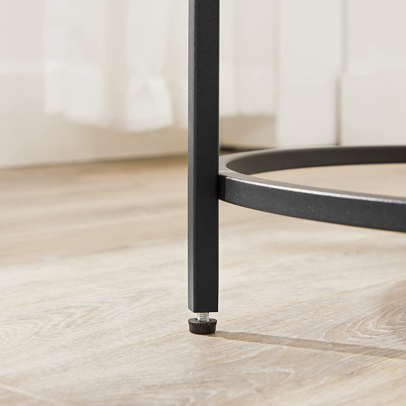 Bijzettafel rond, kleine salontafel, glazen tafel met metalen frame, nachtkastje, sofatafel, balkon, gehard glas, zwart LGT020B01