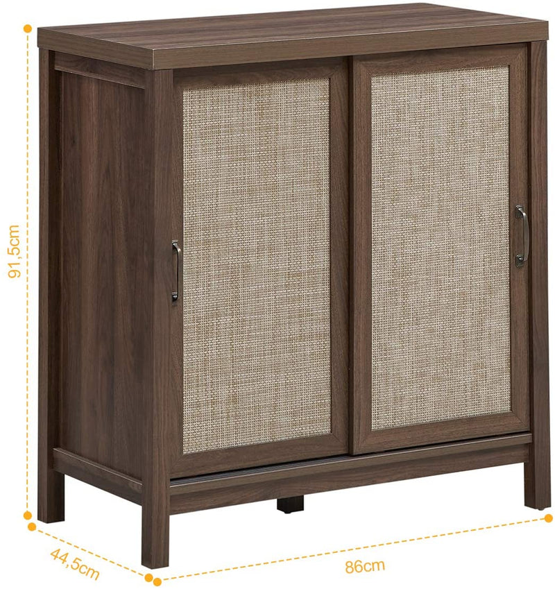 Houten kast met schuifdeur, moderne opbergkast, , stapelbare dressoir opbergkast walnoot
