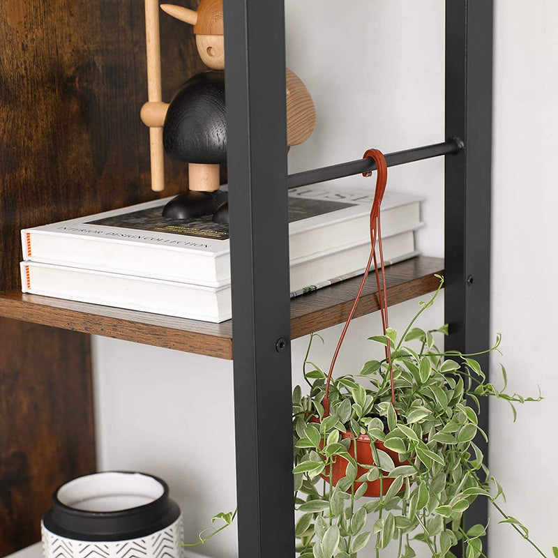 Boekenkast, boekenkast met 4 open legplanken, , stalen frame,  bruin-zwart