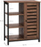 Sideboard, keukenkast met 3 open planken, badkamerkast, woonkamer, hal, keuken, thuiskantoor, stalen frame, industriële stijl, hazelnootbruin-zwart LSC74GD