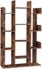 Vormige boekenplank in de vorm van een boom, staande plank met 13 vakken, opbergrek, 86 x 25 x 140 cm, met afgeronde hoeken, vintage bruin LBC67BXV1