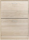 Schoenenkast met 2 kleppen, schoenenkipper, scheidingswanden verstelbaar en afneembaar, voor 12 paar damesschoenen of 8 paar herenschoenen, kleine hal, 60 x 24 x 83,5 cm, eiken