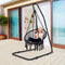 Hangstoel, katoenen touw macrame hangende schommelstoel voor woonkamer, tuin, balkon, scandinavische stijl, capaciteit van 150 kg (Zwart