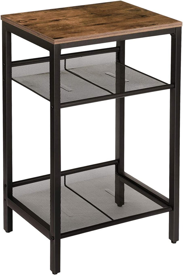 Hoge bijzettafel, industriële nachtkastje, sofa bijzettafel, met 3 niveaus  nachtkastje voor laptop, , 45 x 35 x 75 cm EBF01DH01