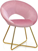 Fluwelen vrije tijd stoel, gestoffeerde armleunstoel met Gouden metalen poten (Roze)