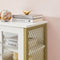 Badkamerkast, dressoir, opbergkast, verstelbare plank, stalen frame, voor woonkamer, keuken, wit-goudkleurig LSC260G10