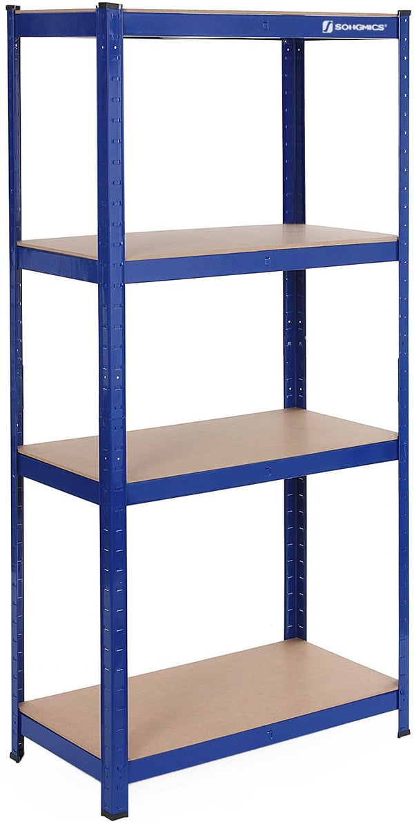 Stellingkast met 4 planken, zwaarlastkast van metaal, kastsysteem, belastbaar tot 520 kg (130 kg per plank), in hoogte verstelbaar, gereedschapskast, 160 x 80 x 40 cm, garage, kelder, blauw