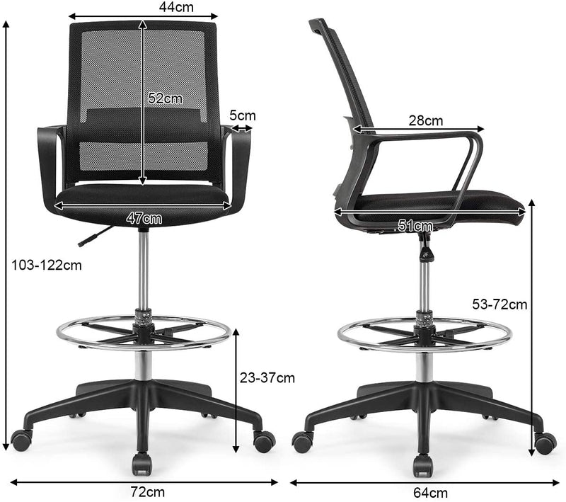 bureaustoel met verstelbare voetring, lendesteun, draaibare computerstoel van gaas, verstelbare hoogte, voor staand bureau, stevig kantoormeubilair voor thuisgebruik