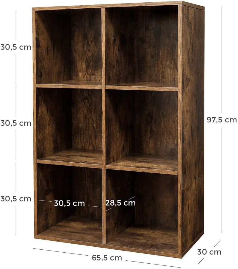 Boekenkast, boekenplank, met 6 vakken, bruin LBC203BX