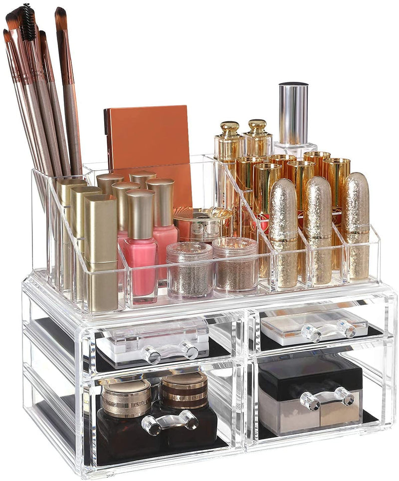 Acryl cosmetica opslag opslag organisator uit met 4 lades opslag in de badkamer in de slaapkamer van lippenstift sieraden nagellak naaigaren JKA005TP
