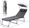 ligstoel, ligstoel met 3 cm dikke steun, hoofdsteun, luifel, verstelbare rugleuning, opklapbaar, 53 x 193 x 29,5 cm, tot 150 kg draagvermogen, tuin, balkon, donkergrijs GCB19UM