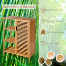 Bamboe Keukenkast opbergkast, met gebogen handvat, 3-laag open plank & grote opbergkast, (Natuurlijk)