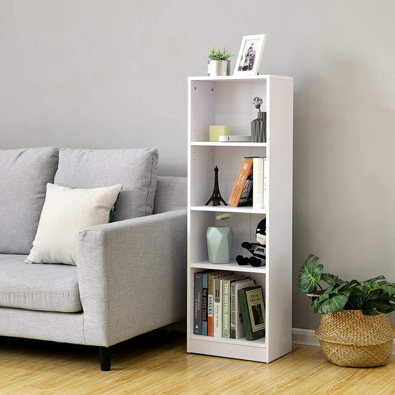 Boekenkast, staand, met 4 vakken, in hoogte verstelbare planken,  40 x 24 x 121,5 cm, wit