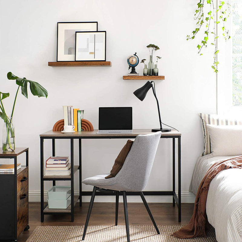 Bureau, computertafel, PC-tafel, bureautafel, met 2 legplanken rechts of links, , grijs-zwart LWD47MB