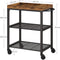 Serveerwagen, keukentrolley met universele wielen, keukenrek met verstelbare poten, stabiel metalen frame, 2 roosterniveaus, 60 x 40 x 75 cm, industrieel design, vintage, donkerbruin LRC75BX