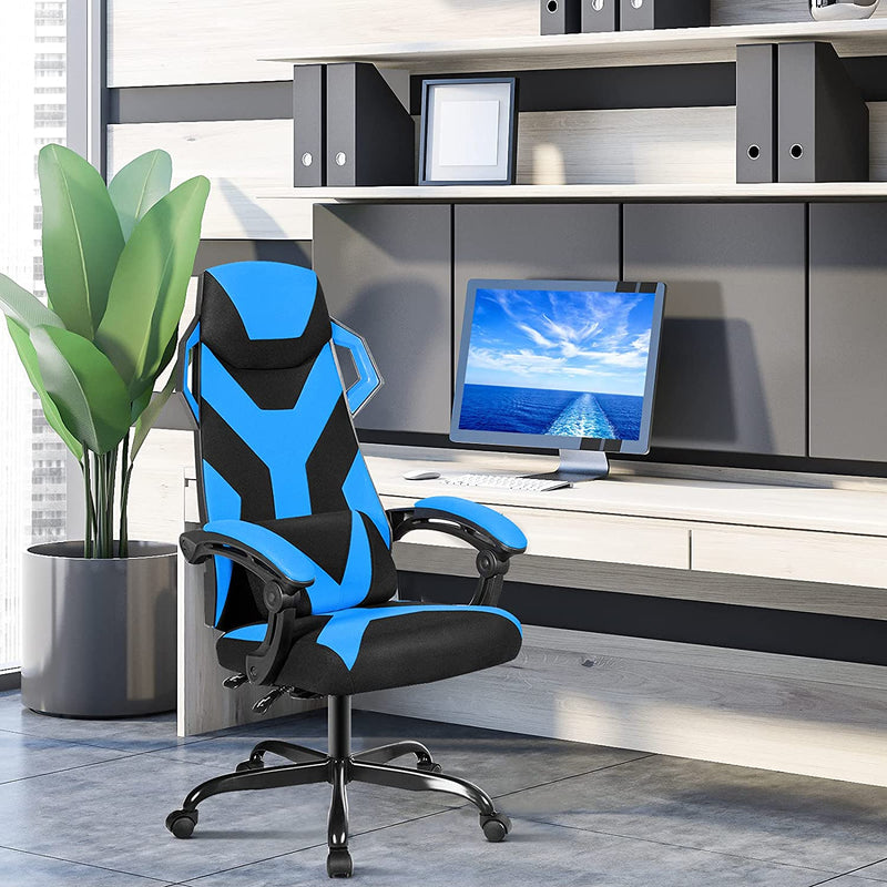 Hoge rugleuning gamingstoel, verstelbare racing style  (Blauw)