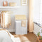 Wasmand  Bamboe Wasmand, Wasmand met Handvaten, Deksel met Clips, Opvouwbaar, Waszak verwijderbaar, Wit LCB071W01