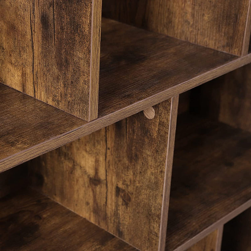 Boekenkast, houten plank met open vakken, , 97,5 x 100 x 30 cm vintage, donkerbruine