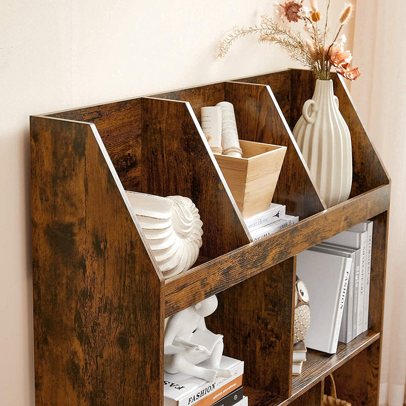Boekenkast, 5 vakken onderin, 3 vakken bovenin, , 90 x 28 x 100 cm, bruin