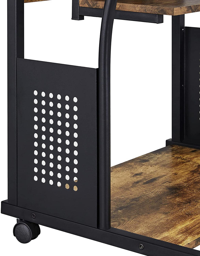 Bureau met wieltjes werktafel PC laptop tafel thuis kantoor met plank 80 x 50 x 132 cm vintage