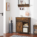 Bijzetkast, dressoir met plank en lade, keukenkast, commode met schuifdeur in landelijke stijl, industrieel design, vintage bruin-zwart LSC100B01