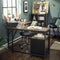 Bureau hoekbureau, L-vormig computerbureau,  eenvoudige montage, industrieel ontwerp, vintage bruin-zwart LWD73X