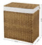 Wasmand handgevlochten, wasmand van synthetisch rotan, met deksel en handgrepen, wassorteerder, opvouwbaar, waszak uitneembaar, natuurlijke kleuren LCB52NL