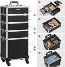 Trolley Cosmetische Hoes, Aluminium make-uphoes, schoonheidskoffer, zwart JHZ11BK