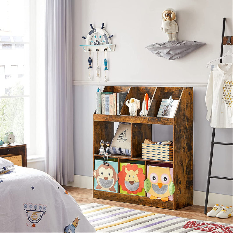 Boekenkast, 5 vakken onderin, 3 vakken bovenin, , 90 x 28 x 100 cm, bruin
