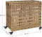 handgeweven wasmand met deksel, wasmand in rotanstijl met 3 aparte compartimenten, handgrepen,  naturel LCB083N01