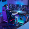 Ergonomische gaming bureau, Y-vormige PC-computer tafel gamingtafel met RGB LED-verlichting, racing stijl thuiskantoor gamer werkstation met hoofdtelefoon haak, bekerhouder, 2 kabelgaten, kabelrek