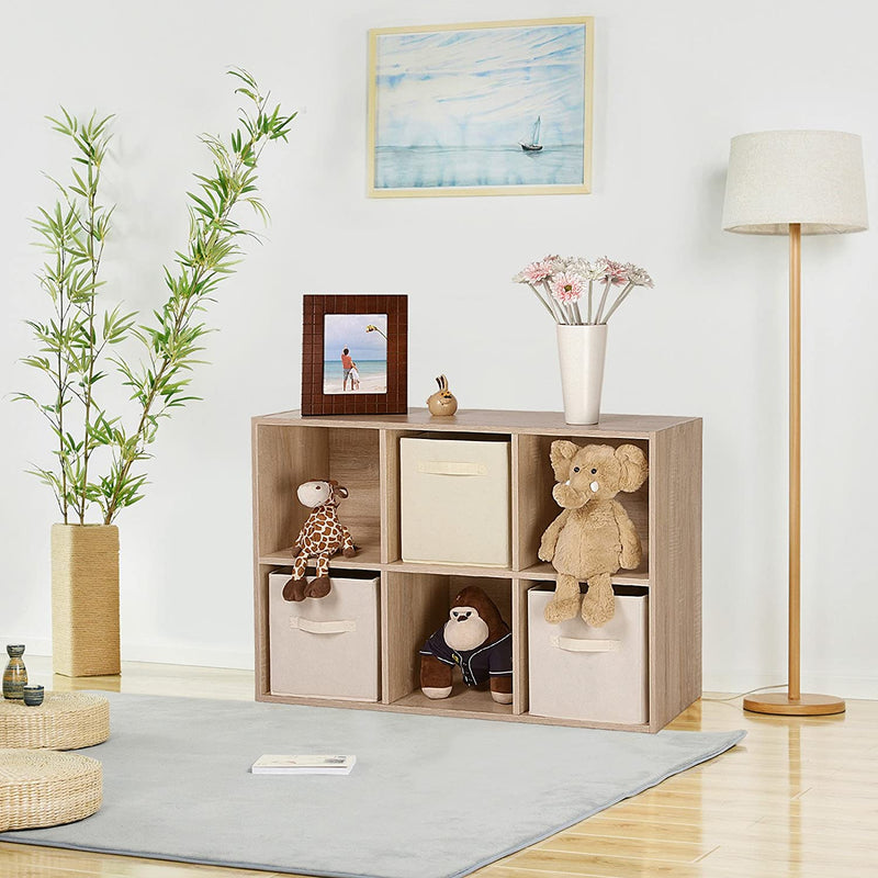 Boekenkast Met 6 Vakken, Houten Rek, Kubusrek, Opbergrek, 65,5 X 97,5 X 30