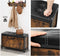 Schoenbank met klep, schoenenkast voor 6 paar schoenen, stalen frame, vintage bruin-zwart LSB049B01