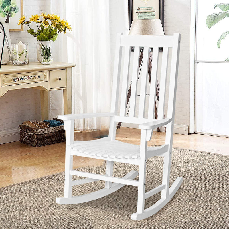 Buiten schommelstoel, Acaciahout frame, veranda schommelstoel voor tuin, gazon, balkon, achtertuin en patio (Wit)