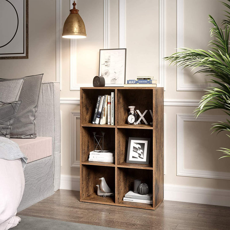 Boekenkast, boekenplank, met 6 vakken, bruin LBC203BX