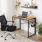 Computertafel, opklapbaar bureau met 8 haken, , honingbruin-zwart LWD042B05