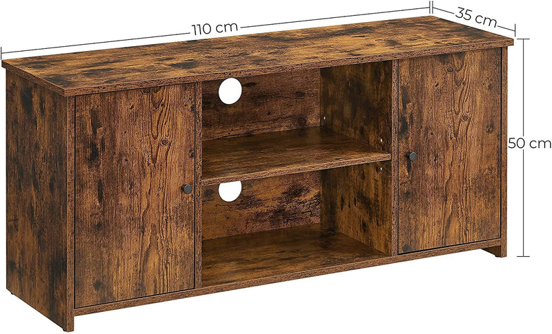 TV-meubel, , met deuren, open vakken, met 2 gaten voor kabels, verstelbare planken, voor TV's tot 50 inch, vintage bruin LTV101X01