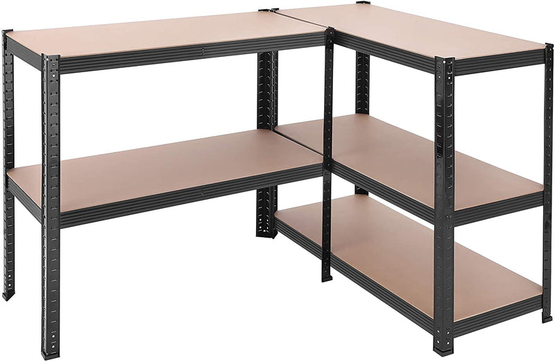 Magazijnrekken, zware lasten, set van 2, kelderrekken, 180 x 90 x 40 cm, tot 875 kg belastbaar, planken, steekplanken, versterkt stalen frame, 5 verstelbare planken, zwart GLR040B02