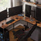 Bureau hoekbureau, L-vormig computerbureau,  eenvoudige montage, industrieel ontwerp, vintage bruin-zwart LWD73X