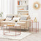 Bijzettafel Rond, Salontafel, Glazen Tafel met Metalen Frame, Gehard Glas, Nachtkastje, Sofa Tafel, voor Balkon, Rose Goud LGT021A02