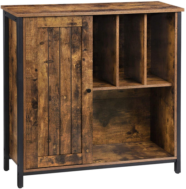 Sideboard, archiefkast, met vakken, verstelbare plank, 80 x 30 x 80,5 cm, industrieel design, vintage bruin-zwart LSC084B01