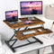 Zit-sta werkstation, in hoogte verstelbare staande bureau verhoger met grote tafelblad 80 x 40cm, ergonomisch bureau, zit-sta-bureau (Bruin)