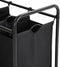 Wasmand, wasverzamelaar met 3 afneembare stoffen zakken, wasbak op wielen, wasserette, stevig, 3 x 44 liter, zwart LSF003B