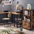 Boekenkast, boekenkast, kantoorrek, keukenkast met 2 open vakken, 1 vak met kastdeuren, multifunctioneel, industrieel design, vintage bruin-zwart LSC65BX