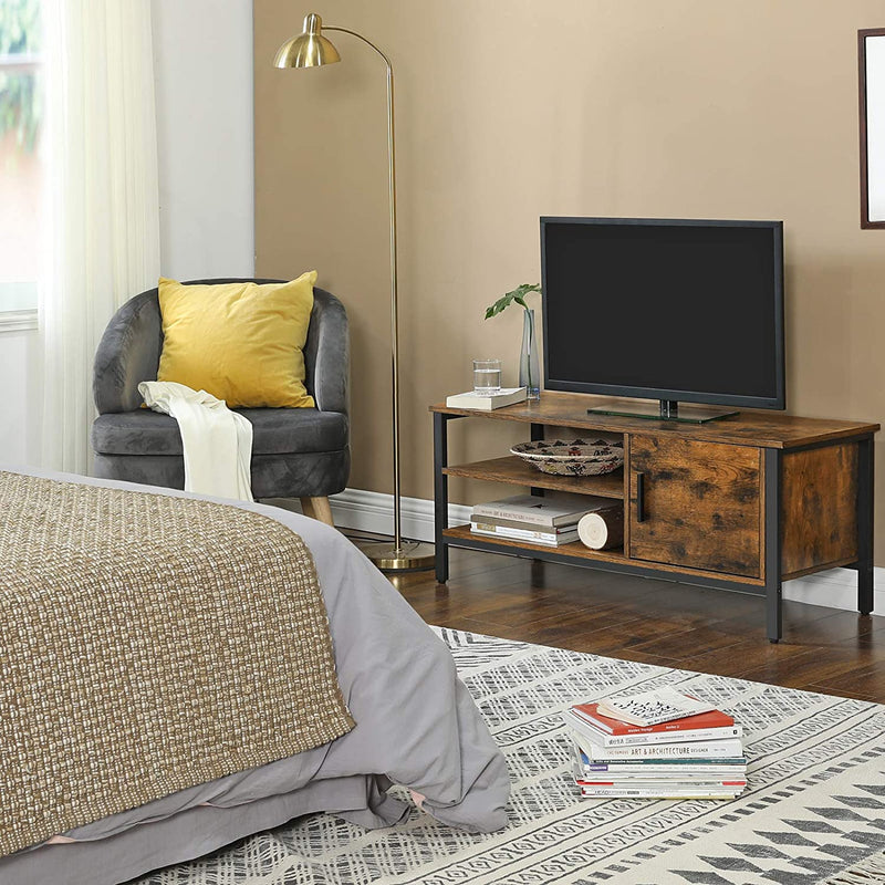 TV-kast, TV-tafel, voor TV's tot 48 inch, lowboard met kast en 2 schapniveaus, TV-bank,  gang, 110 x 40 x 45 cm, , donkerbruin LTV42BX