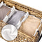 handgeweven wasmand met deksel, wasmand in rotanstijl met 3 aparte compartimenten, handgrepen,  naturel LCB083N01