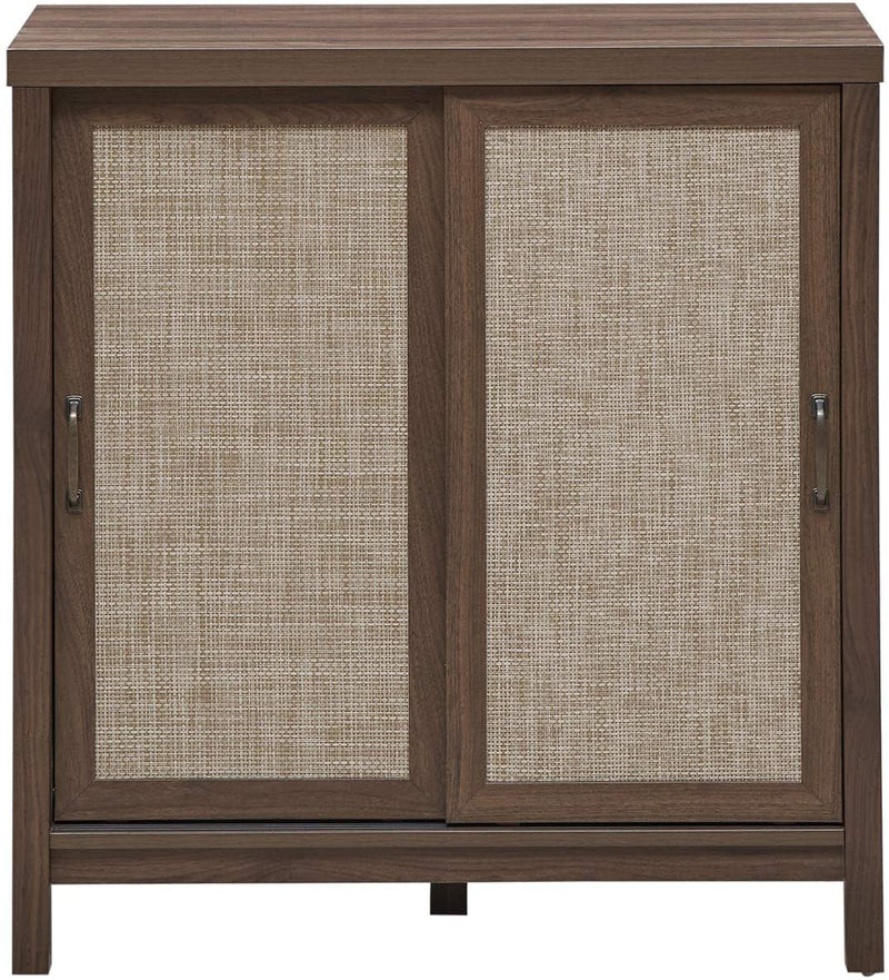 Houten kast met schuifdeur, moderne opbergkast, , stapelbare dressoir opbergkast walnoot