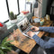 Bureau, computer bureau, smalle kantoortafel, 100 x 50 x 75 cm,  vintage bruin-zwart LWD41X